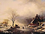 Charles Henri Joseph Leickert Winter Scene with Skaters painting
